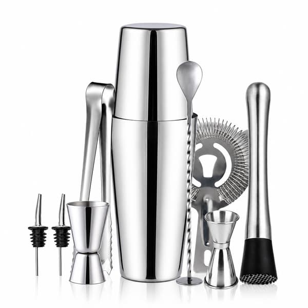 Cocktailsæt Dobbelt shaker Rustfrit stål Sølv 10 dele