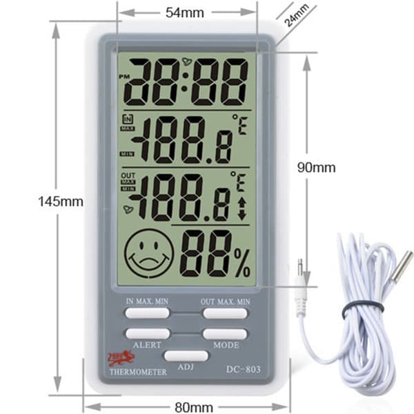 Multifunktionelt digitalt termometer med stort display