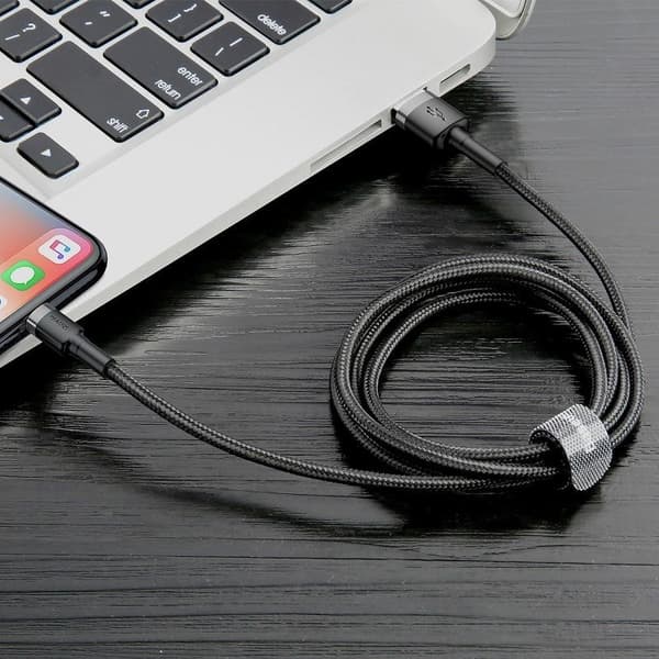 Baseus Cafule USB Lightning -kaapeli 1,5A 2m (harmaa+musta)