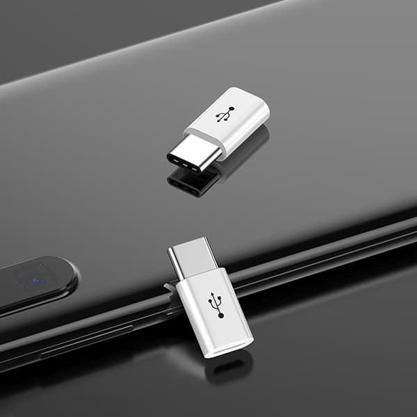 2-pak korte Android til USB-C adaptere White