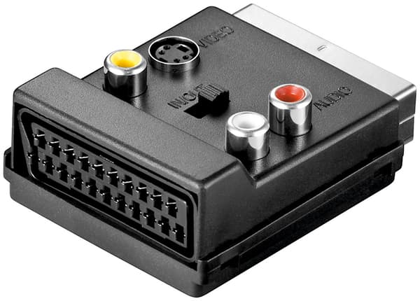 Scart-adapter med Scart-pass-through (IN/OUT)