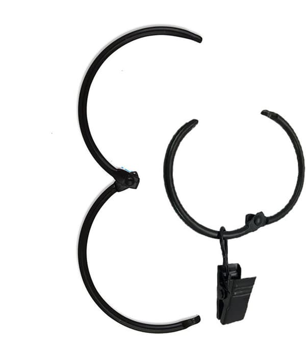 Gardinringe med klips sorte 20 stk