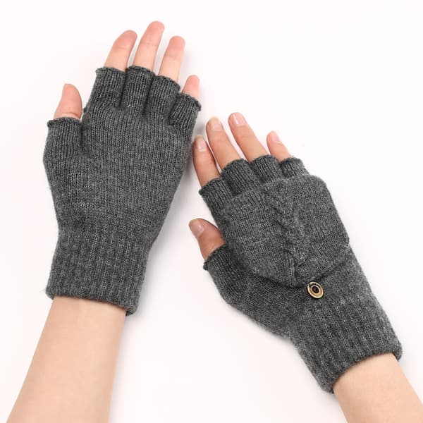 Cable Knit Flip Top-handskar DarkGrey