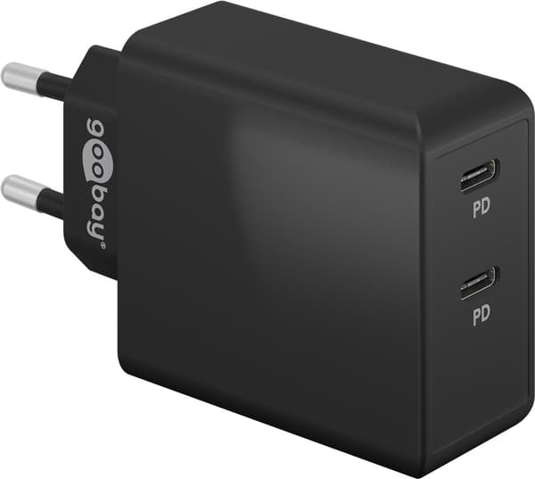 Dobbel USB-C™ PD hurtiglader (36 W) svart