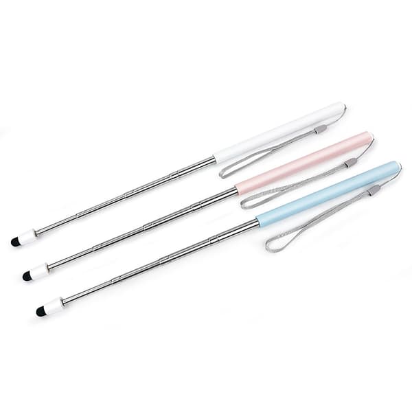 Pink Teleskopisk Pointer Pen med Ledende Kludspids White