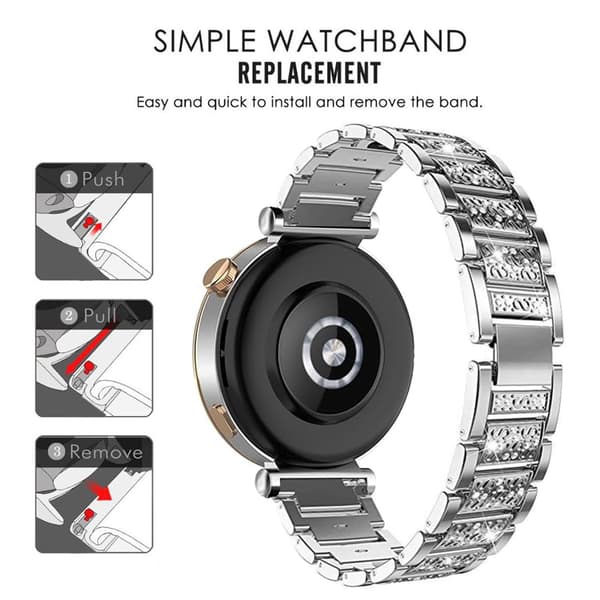 22 mm rustfrit stål urrem til Samsung Huawei Silver