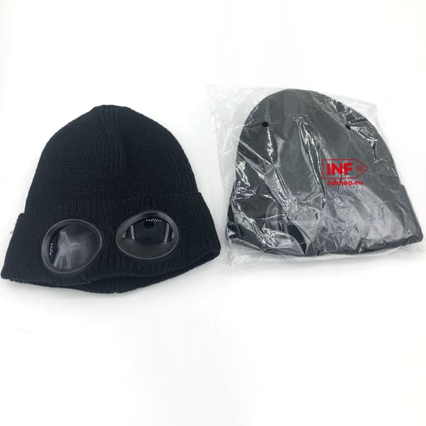 Stickad Mössa med Skyddsglasögon Black