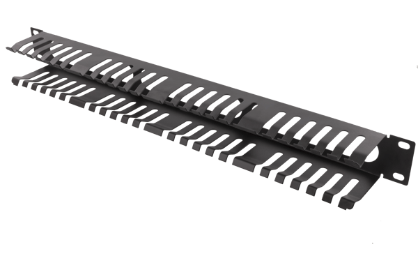 19" Cable panel, 1U, finger channel, black