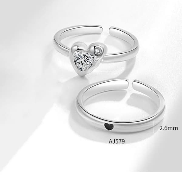 Justerbar ring - Hjertedesign Silver