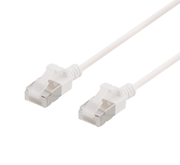 U/FTP Cat6a patch cable, slim, 3,8mm in diameter, 1m, white