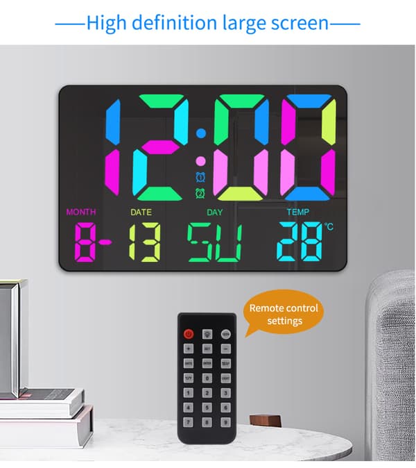 Digital klocka med RGB LED-display Black