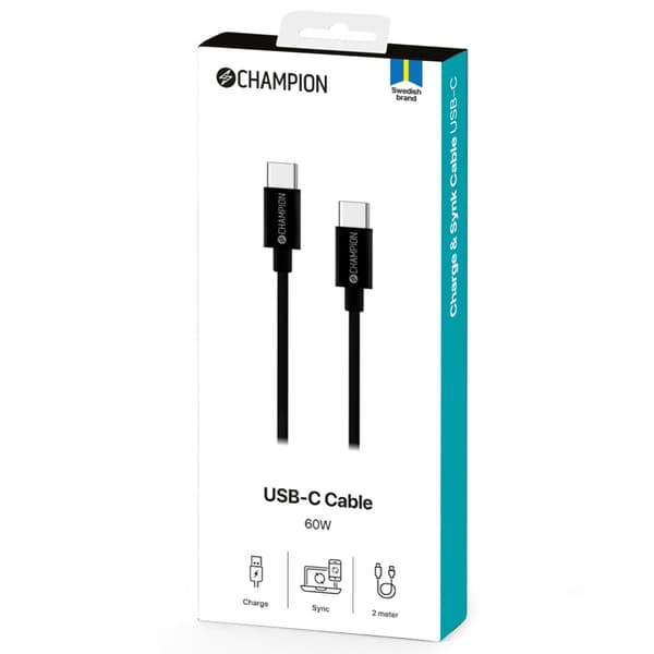 USB-C-kabel 60W 2m svart