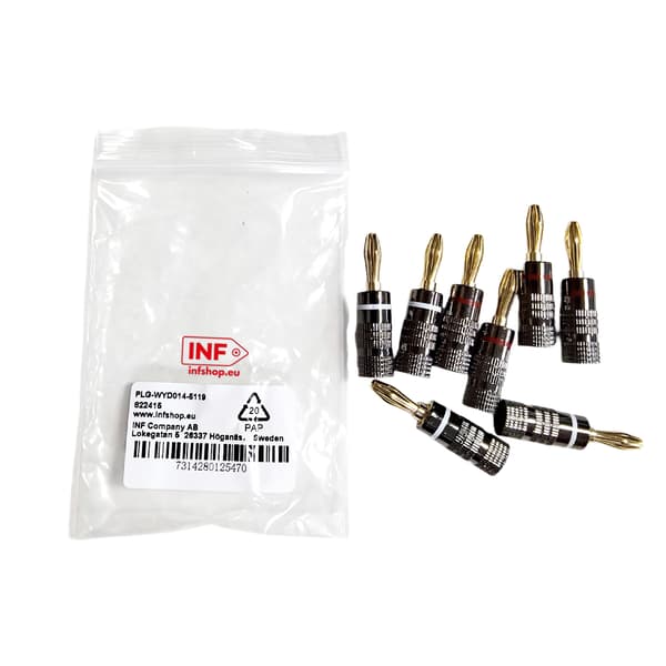 Banankontakt guldpläterad 4 mm 8-pack