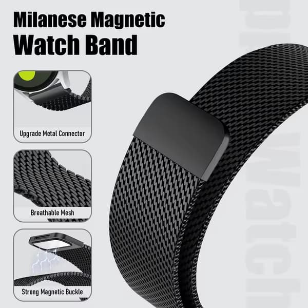 Milanese Loop Urrem til Smartwatches Black 20 mm