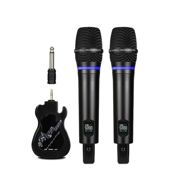 2-pak trådløs mikrofon Bluetooth rumklang med Android-portkabel Black