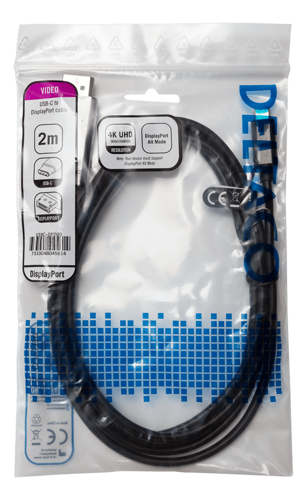 USB-C to DisplayPort cable, 2m, 4K@60Hz, black