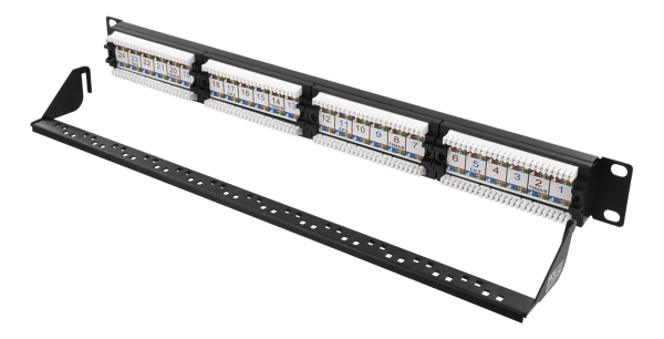 UTP patch panel 24xRJ45 Cat6 krone terminal 1U 19" black