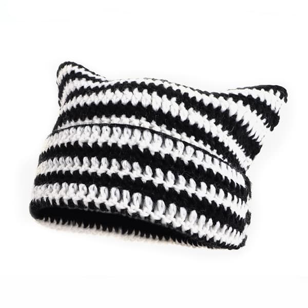 Leikkisä Devil Knitted Hat Black+White
