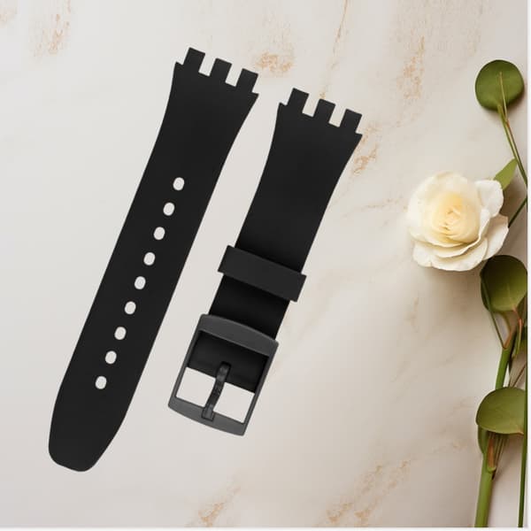 Premium Silikon Swatch Klokkerem Erstatning Black 17 mm