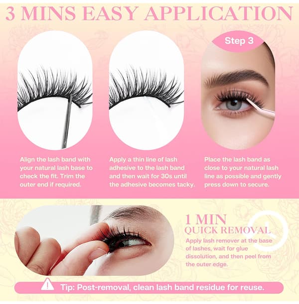 Naturlige False Eyelashes HL10-03 (10 par)