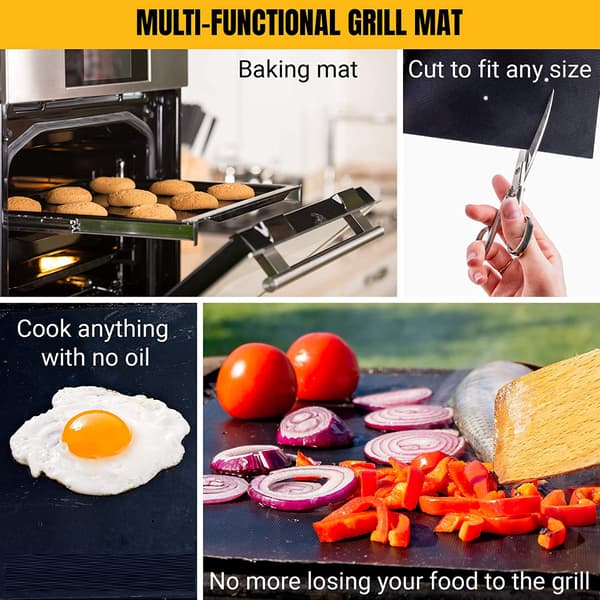 Grillmåtte med huller non-stick Sort 5-pak