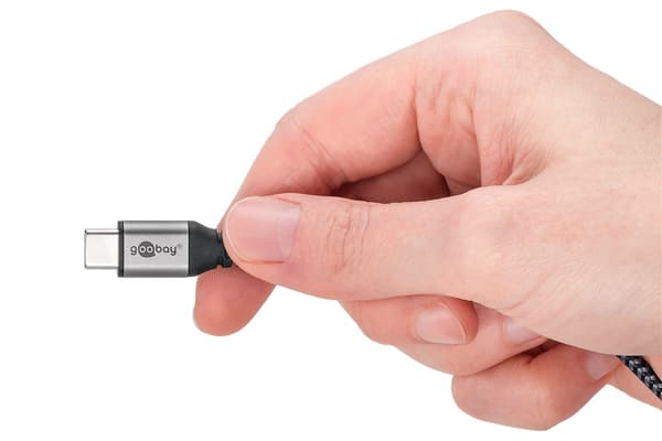 2-i-1 USB tekstilkabel, plassgrå/sølv, m