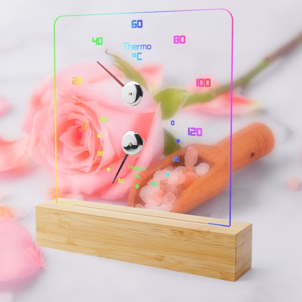 Bastutermometer Hygrometer med RGB-ljus