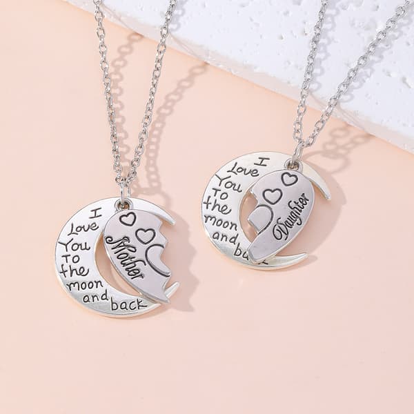 Matchande halsband för mor och dotter 2-pack Silver