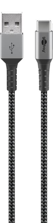 USB-C™ til USB-A tekstilkabel med metalstik 0,5 m