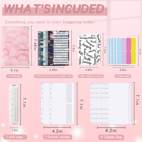 A6 ringbind med budgetblad budgetplanlægger Pink