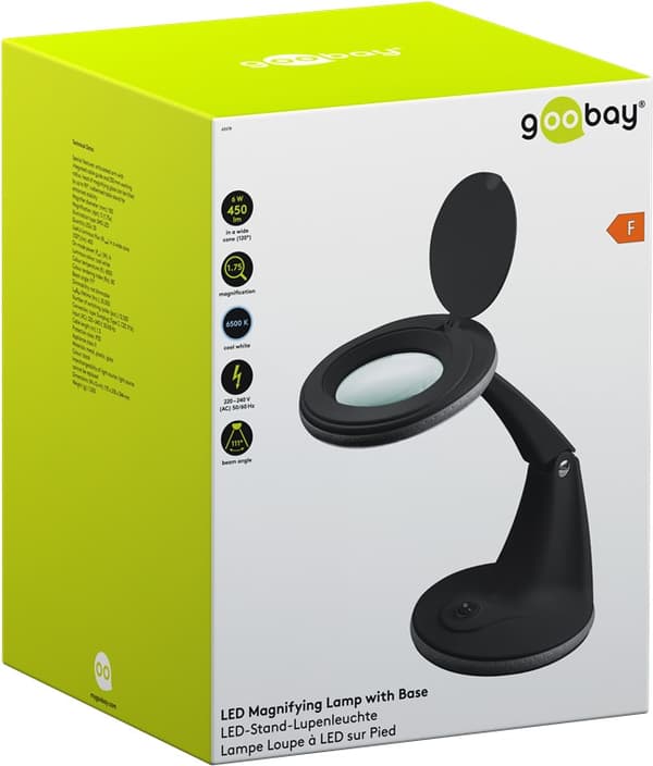 LED forstørrelseslampe med stativ, 6 W, sort
