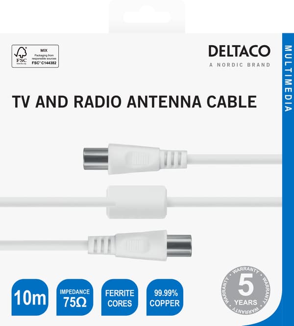 Antenna cable 75Ohm   nickel-plated connectors 10m