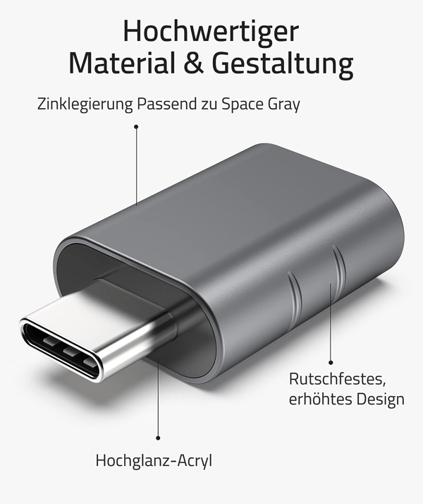 USB 3.2 till USB-C OTG-adapter 10 Gbps Grey