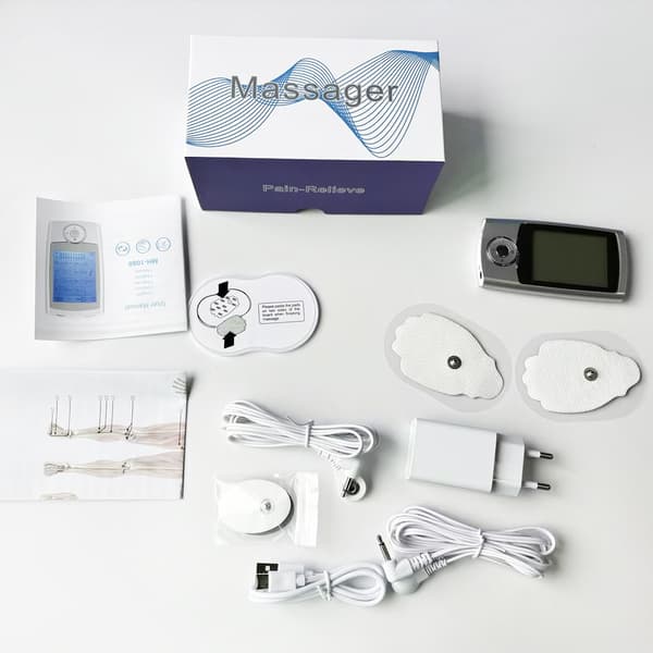 Apparat for muskelstimulasjon (TENS/EMS) med 16 moduser Silver