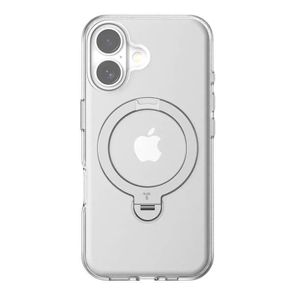 Torras Ostand Spin Case til iPhone 16 Plus (gennemsigtig)