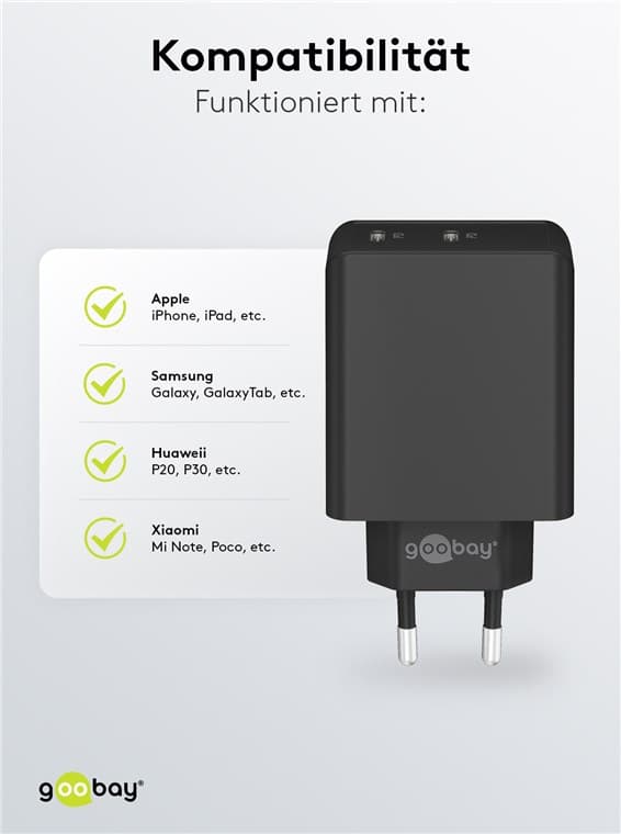 USB-C™ PD dobbelt hurtigoplader (36 W) sort