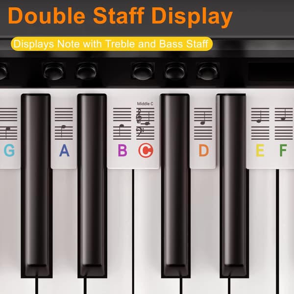 Avtakbart selvlysende klaviatur Note Label 88 Key White