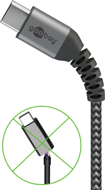 USB-C ™ til USB-A Tekstilkabel med metallplugger (Space grå / sølv) 2 m