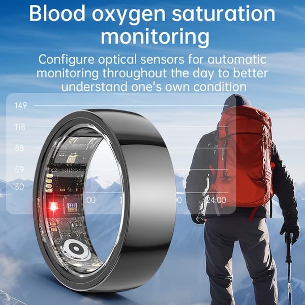 Smart Ring R1000 – Sömnmonitor, Bluetooth 5.0, Blodsyremätare Black 10