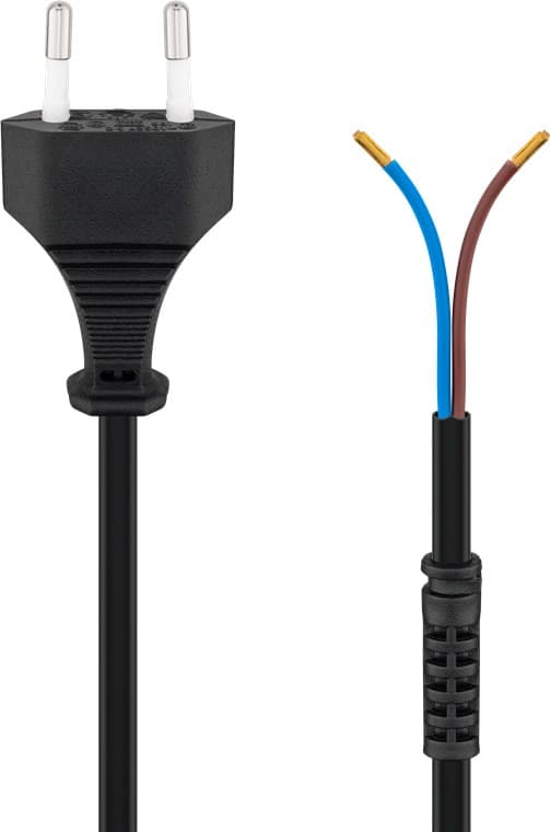 Kabel med euro-stik til montering, 1,5 m, sort