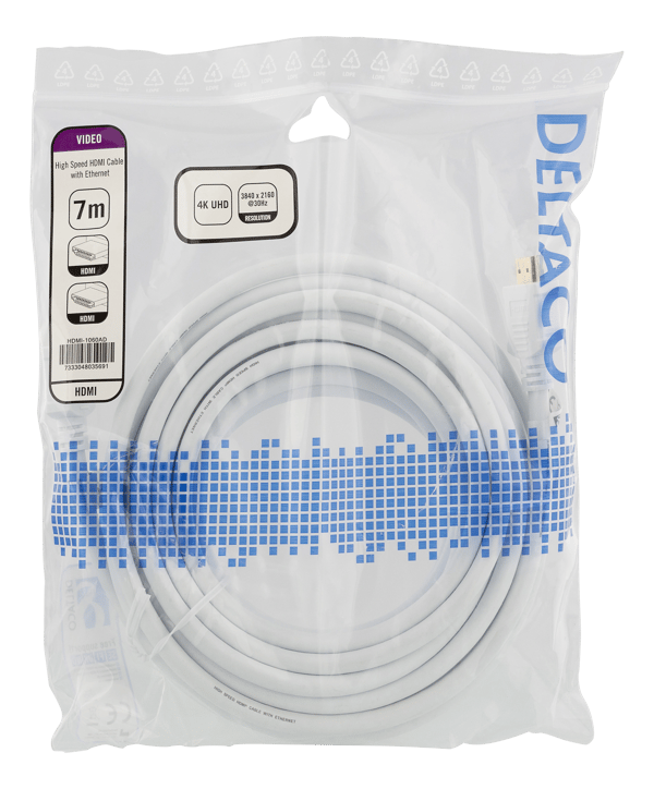 High-Speed HDMI cable, 7m, Ethernet, 4K UHD, white