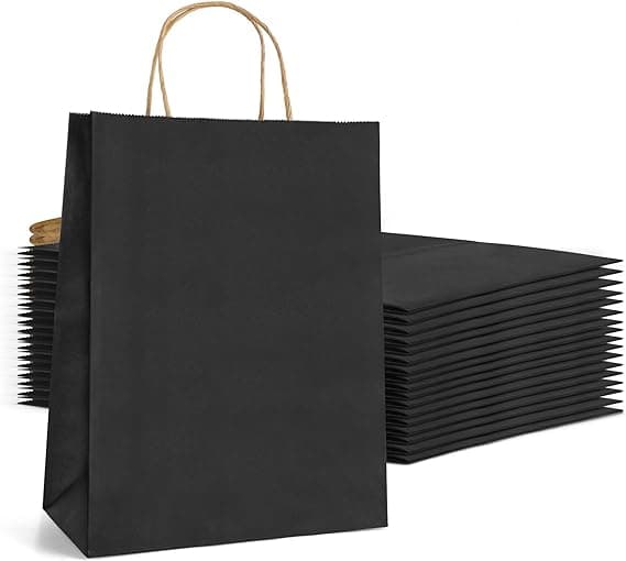 Papperskassar presentpåsar med handtag 10-pack Black