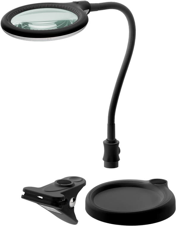 LED forstørrelseslampe med stativ/klemme, 6 W, sort