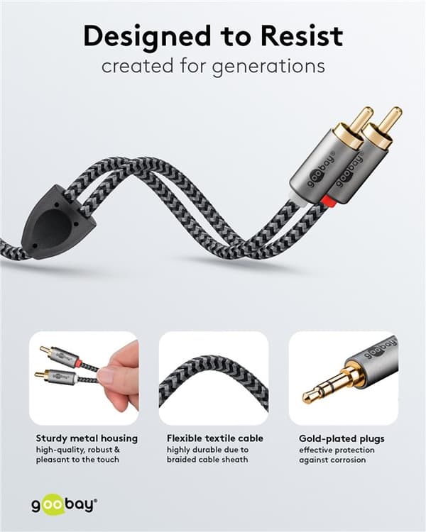 Audioadapterkabel AUX, 3,5 mm jackstik til stereo RCA-stik, 1 m