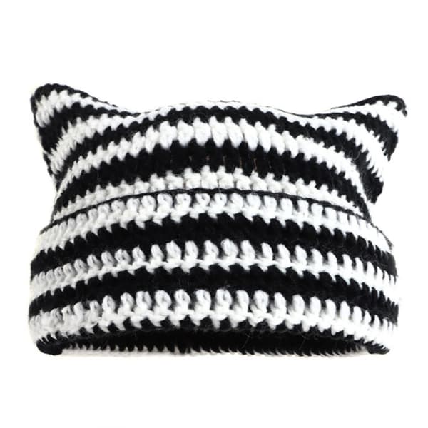 Leikkisä Devil Knitted Hat Black+White
