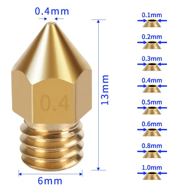 Ekstruderdyser til 3D-printere 8 stk Gold
