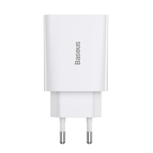 Baseus Speed Mini hurtigoplader, USB-C, PD, 3A, 20W (hvid)