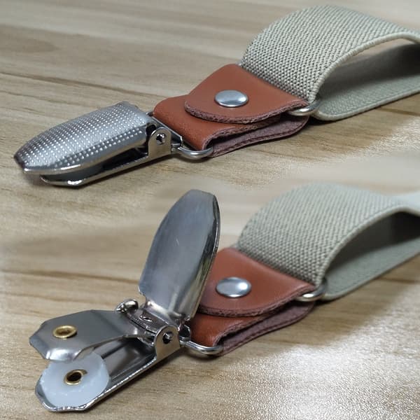 Elastiska Hängslen, 4 Klämmor Khaki