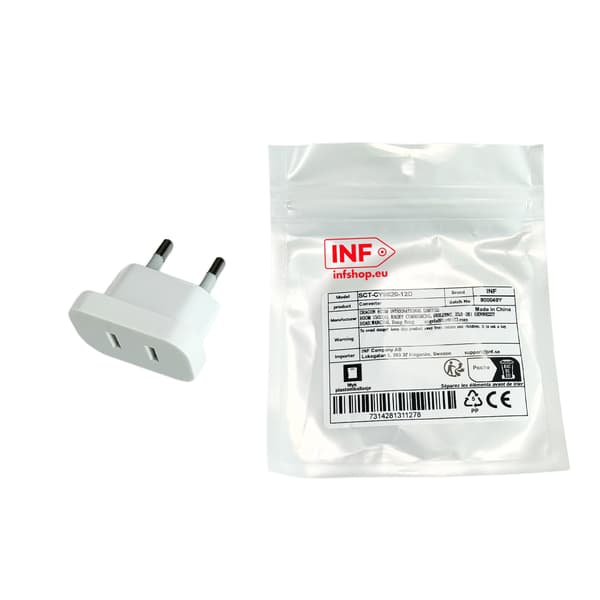 Europeisk standard hvit plugg 4.0mm reiseadapter