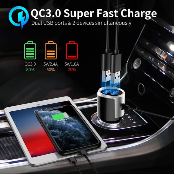 Langaton FM-lähetin autoon Bluetooth 5.0 QC3